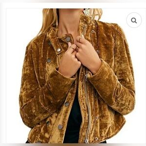 Free People We The Free Dusk Till Dawn Velvet Gold Moto Jacket EUC size XL